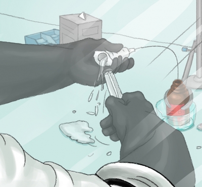 An illustration of a spill in the lab