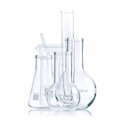 a set of lab glassware